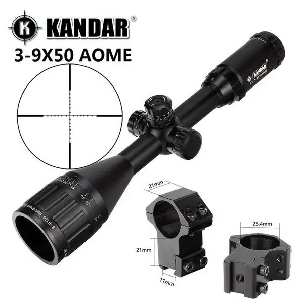 KANDAR 3-9x50 AOE Mil-dot Reticle RifleScope блокировка, сброс полный размер Охотничья винтовка Сфера Тактический оптический прицел
