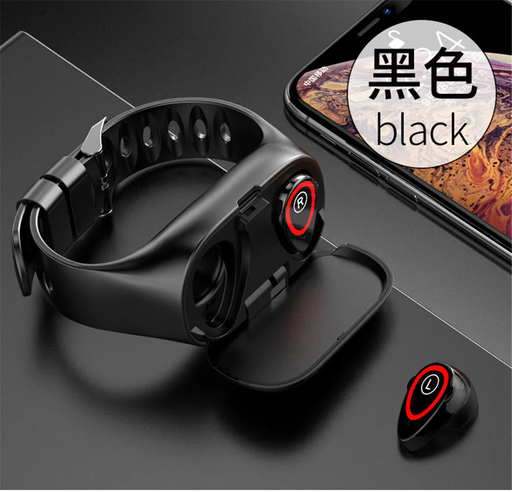Новейший портативный многофункциональный Модный 2 в 1 Bluetooth Смарт-часы и наушники спортивный браслет гарнитура