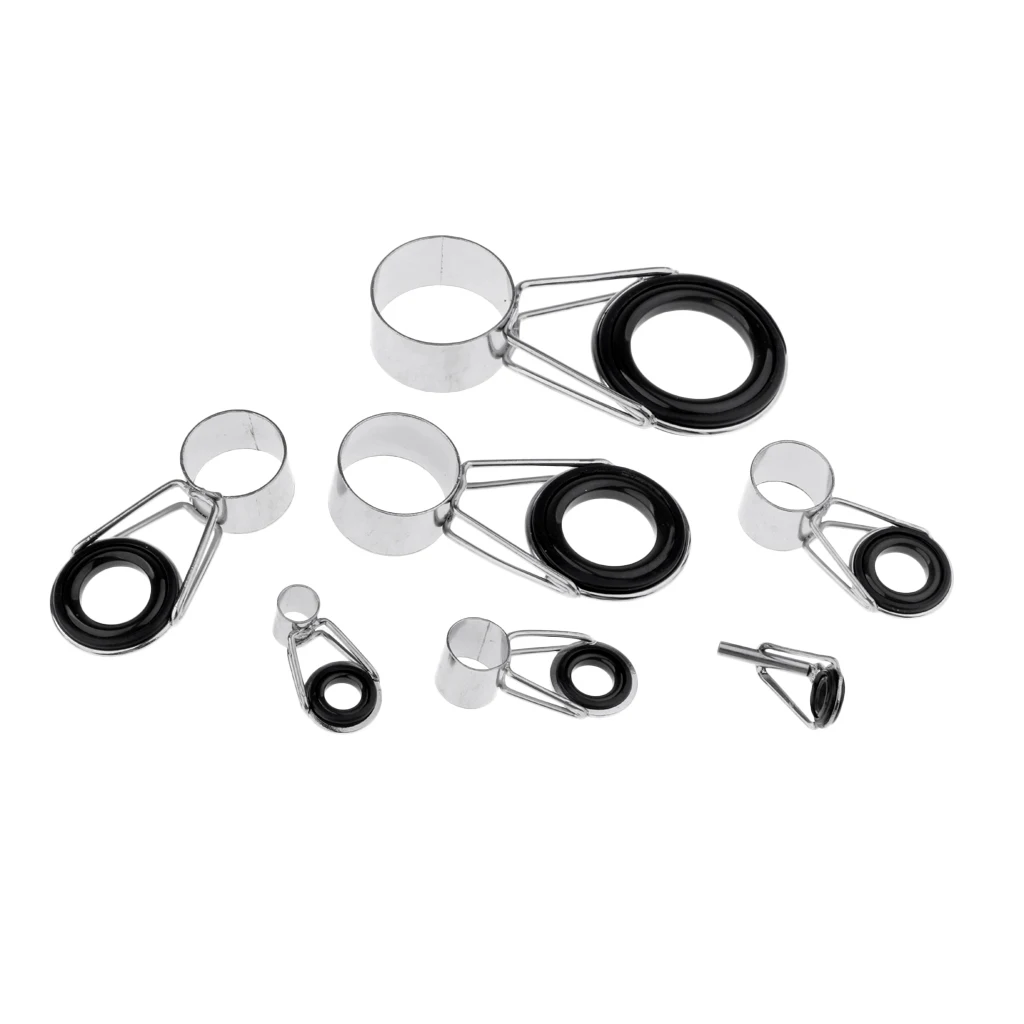 

7 Pieces Fishing Rod Guide Ceramic Ring Telescopic Surf Casting Fishing Rod Tips 5mm 6mm 8mm 11mm 15mm 20mm