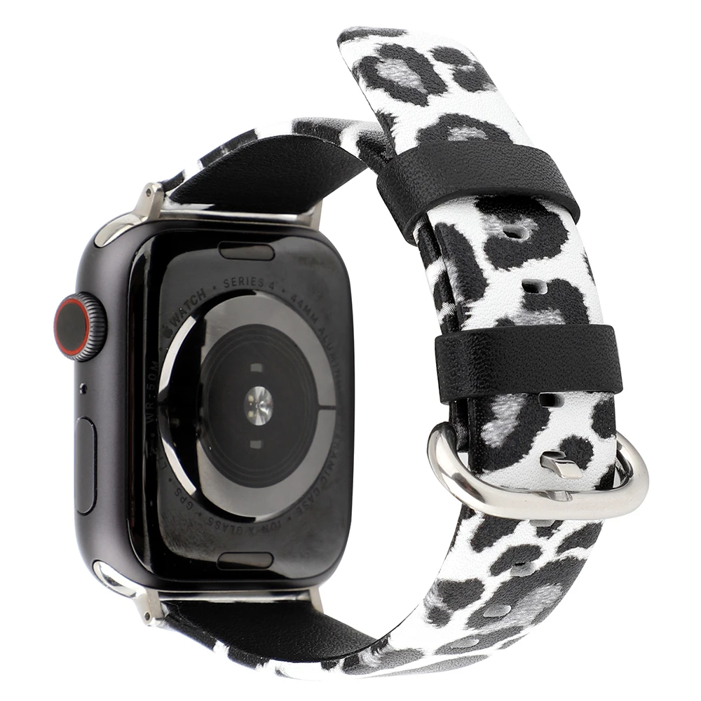 2019 Модный милый ремешок из натуральной кожи с леопардовым принтом для Apple Watch Series