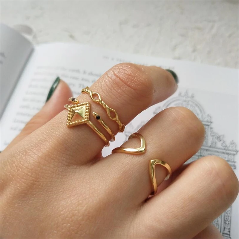 Настоящее чистое 925 пробы Серебряное кольцо модное простое кольцо с параллелограммой кольцо в стиле панк двойная линия кольцо на палец с отверстиями для женщин ювелирные изделия