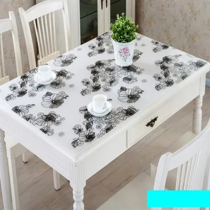 

2019 new pvc 1mm Tablecloth Waterproof Tablecloth Floral Clear Rectangular Anti-oil Proof Table Cloth Customizable