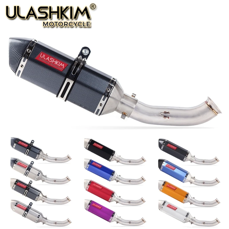 Motorcycle Full Exhaust Muffler System Middle Pipe Slip On Escape For
