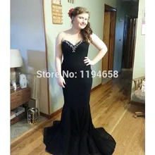 Schwarz Neue Ankunft 2016 Schatz-nixe-langes Abschlussball-kleid Kristall Luxus Abend Formale Für Partei Pageant Kleider Mit Zug