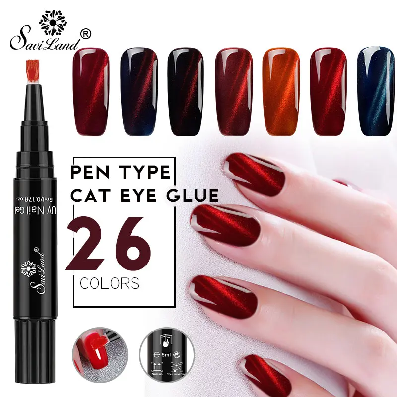

Saviland Cat Eye Gel Polish Pen 3D DIY Magnetic Red Fire Magnetic Soak Off UV Gel Manicure Nail Art Varnish