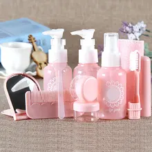 10 шт. пустая портативная бутылка-спрей для макияжа, лосьон, шампунь, крем, контейнер для путешествий, многоразовые бутылки, набор комплектов с мешочком