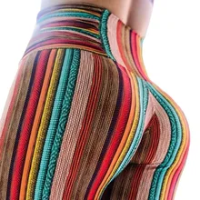 Новинка, модные леггинсы с 3D принтом, женские, высокая талия, тянущиеся, цветные, в полоску, штаны, для тренировок, леггинсы, Mujer, сексуальные, бедра, женские леггинсы