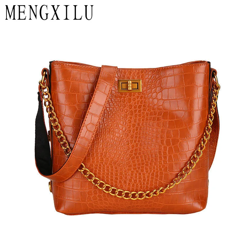 

MENGXILU PU Leather Luxury Handbags Women Bag Brand Designer Chain Top-Handle Ladies Hand Bags Summer Casual Tote Crossbody Bags