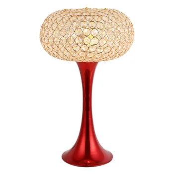 

Luxury Crystal Gold Red Body Bedroom Table Lamps Wedding Bedroom Bedside Red Chrome Living Room Table Light Study Room Desk Lamp