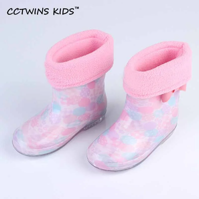 

CCTWINS KIDS 2017 Summer Children PVC Baby Girl Warm Shoe Kid Brand Waterproof Pink Rain Boot Boy Wellington Yellow Bootie C1108