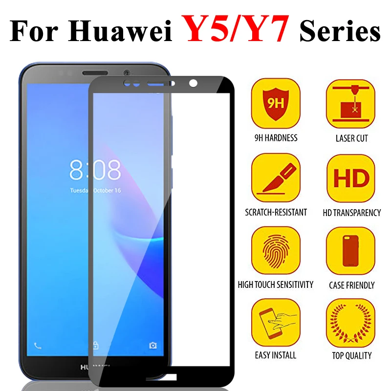 Закаленное стекло для Huawei Y5 Lite 2018 защитная пленка экрана Y7 Pro 2019 Y 5 wey 7 полное