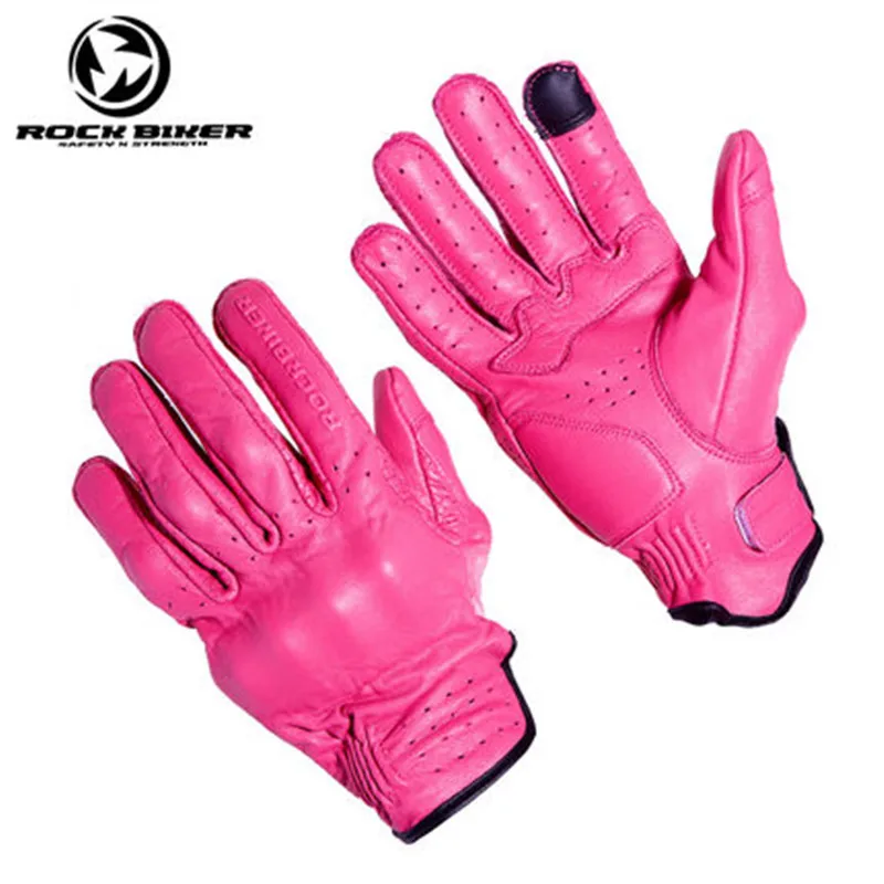 

Breathable Genuine Leather Motorcycle Racing Gloves For Female Women Cycling Gloves iPad/Phone Touch Screen Gloves XS-XL Pink