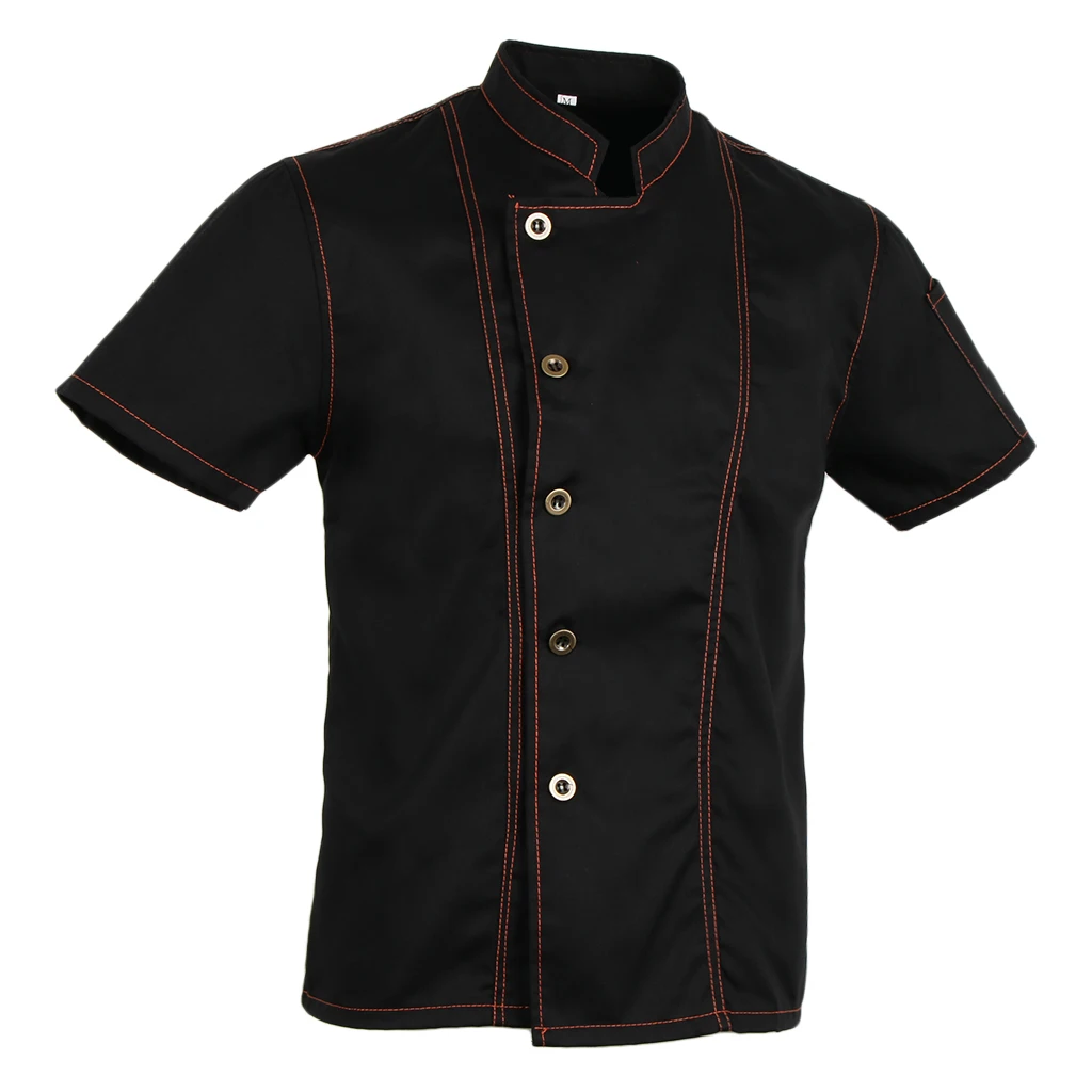 Куртка для шеф-повара в стиле унисекс, однобортная рубашка с короткими рукавами, кухонная Униформа с воротником-стойкой, Lfte Pocket