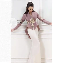 New Design Saudi Arabia Dresses White Mermaid Evening Dress Embroidery Long Sleeve Organza Jacket afc asian cup 2019 lebanon saudi arabia
