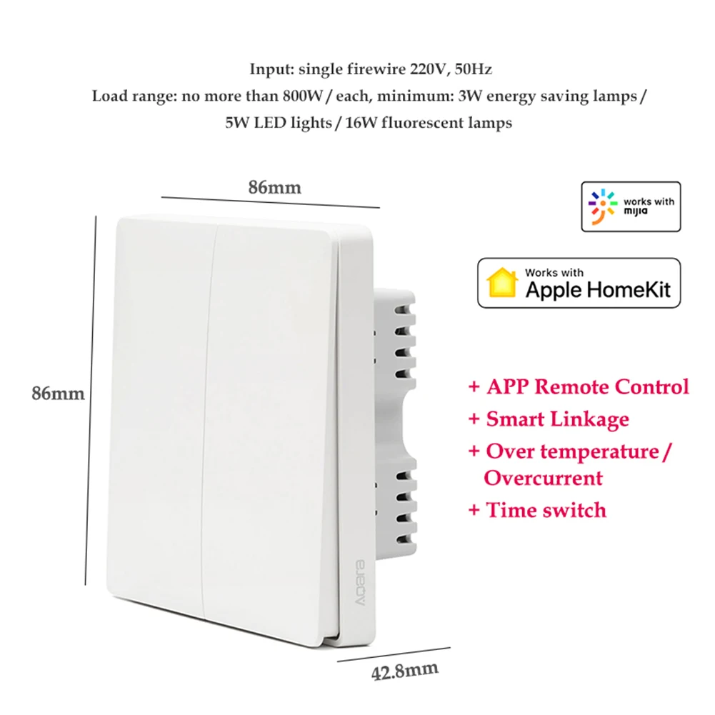  Xiaomi Aqara Wall Switch Smart ZigBee Zero Line Fire Wire Light Remote Control Wireless Key Wall Sw - 33015132632