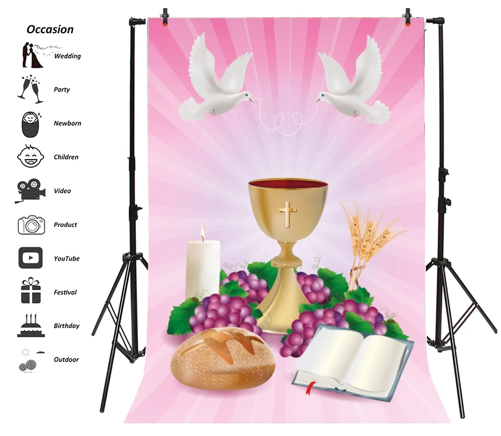 Laeacco Pink Baby Shower Backdrop For Photography Pigeon Fruit Gold Bless You Photography Background Photo Backdrop Photo Studio
