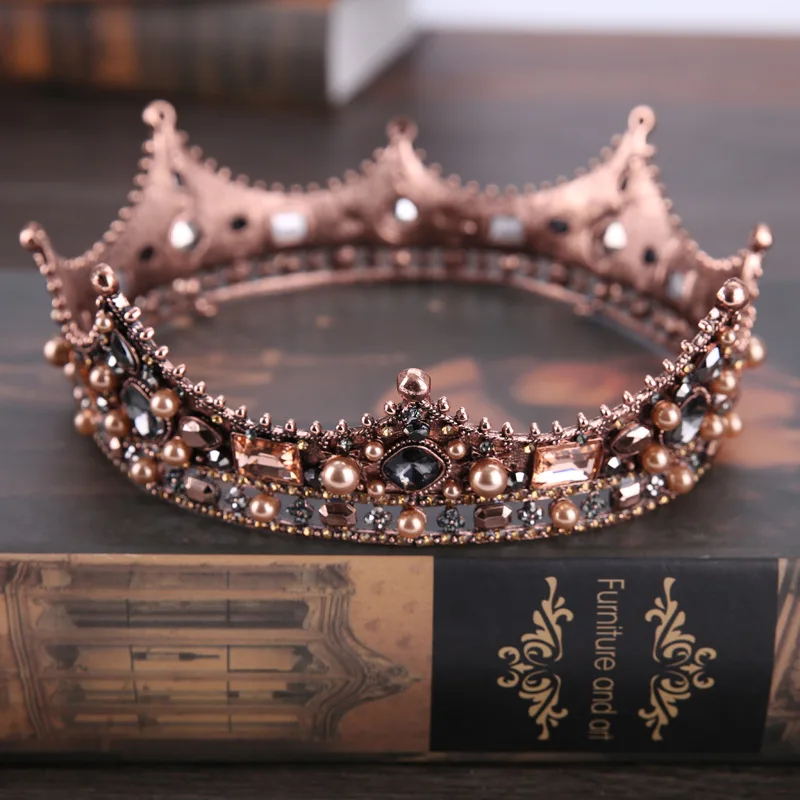 

Palace baroque queen's crown wholesale glazed round crown headband full circle crown hair ornaments