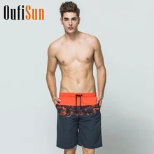 Oufisun летние мужские пляжные шорты с фирменным рисунком, мужские шорты-бермуды, мужские полосатые сетчатые плавки, большие размеры