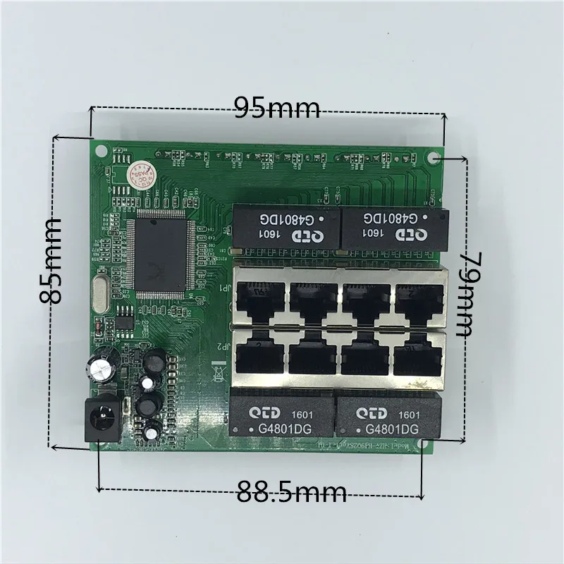 OEM PBC 8 портов Gigabit Ethernet коммутатор 8 портов с 8 pin-разъемом 10/100/1000 м концентратор 8way штекер питания печатная плата OEM schroef gat