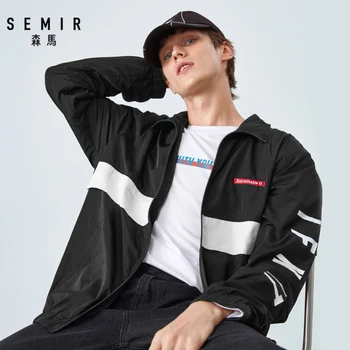 

SEMIR Jacket Men Spring and Autumn 2019 New Contrast Color Stitching Fashion Jacket Loose Jacket Lapel Retro Man