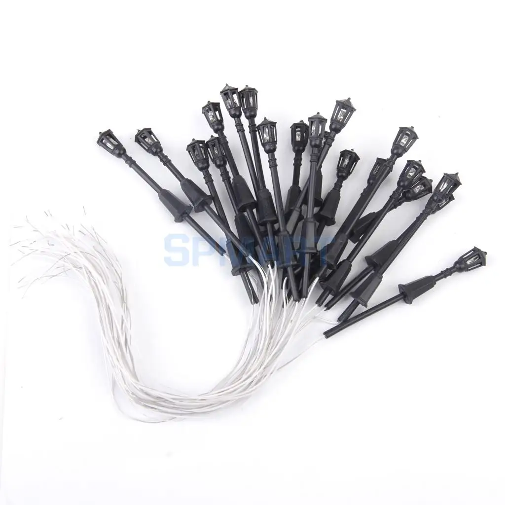 40pcs Garden Lamp Lights Model Pagoda Trees Street Diorama Scenery N Z Scale
