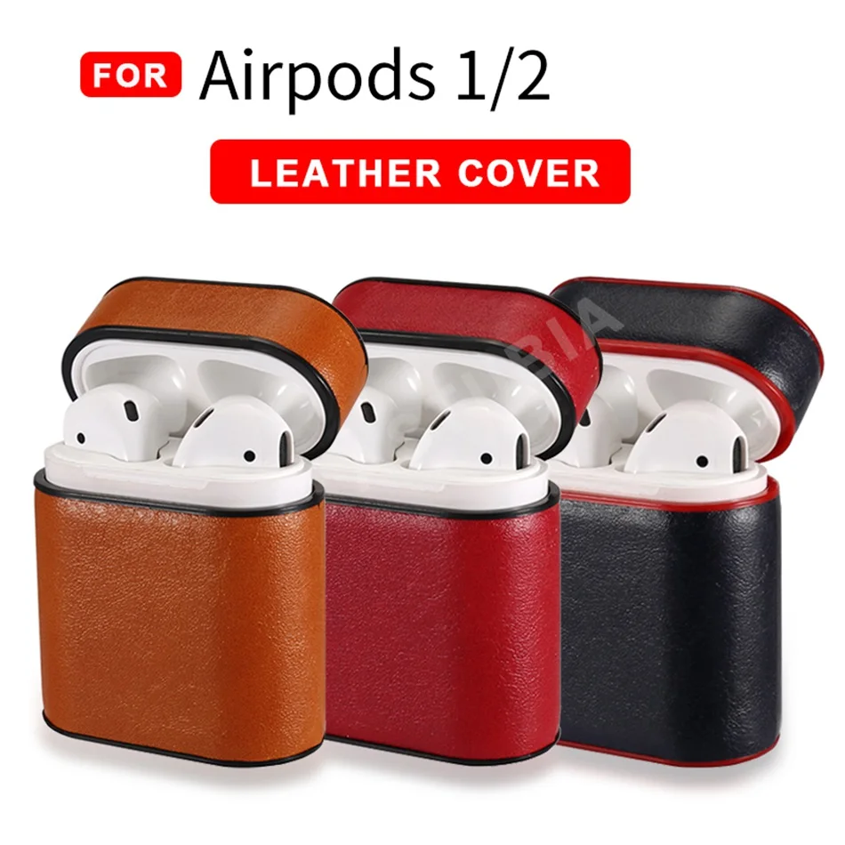 Bluetooth чехол для наушников Apple Airpods 2 беспроводной кожаный защитный Air Pods