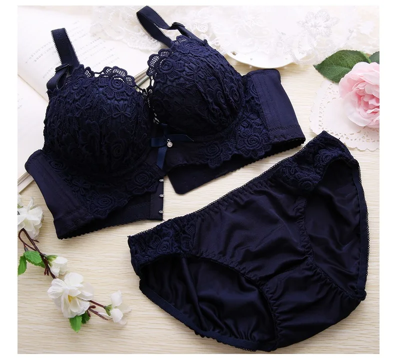 Push Up Bra Set Sexy Lingerie Underwear Women Panties And Bralette Underclothes Female Underwear  Embroidery Cotton Bralet Set cheap underwear sets Bra & Brief Sets