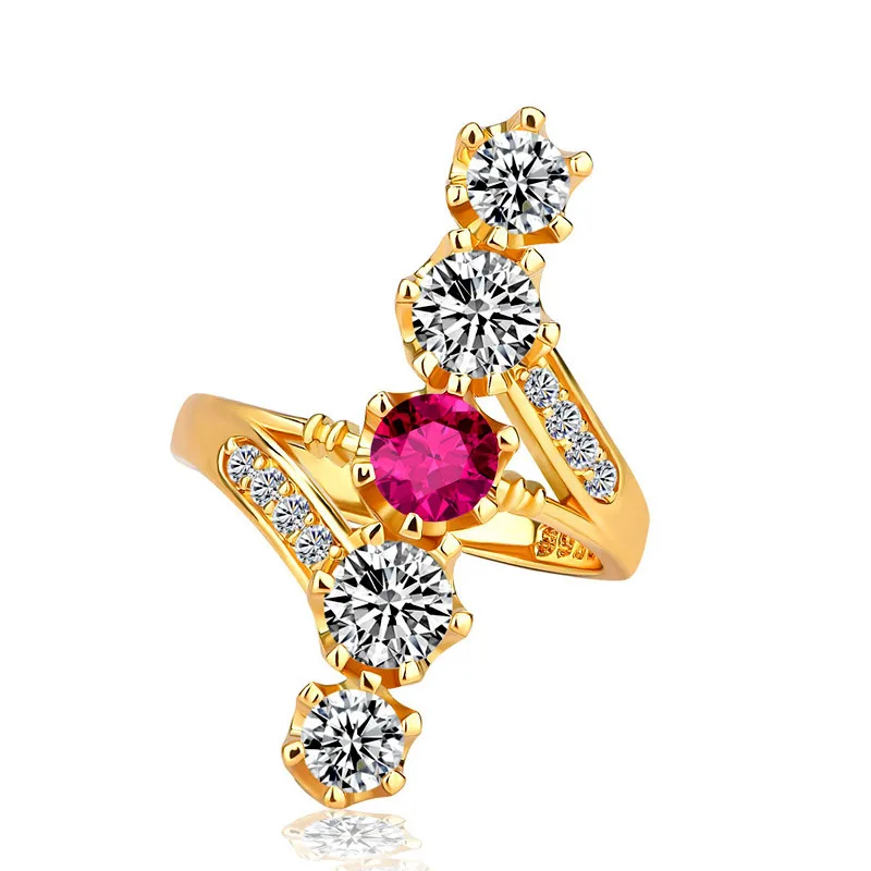 

Huitan Fashion Cocktail Party Ring baroque style CZ exaggerate party rings gold-Color newest hot selling accessaries for women