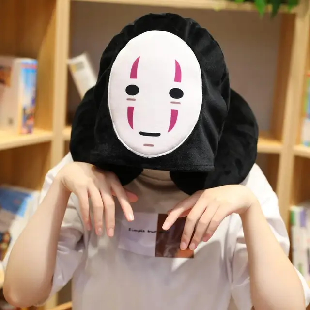 Kawaii Spirited Away No Face Neck Pillow & Hat Plush 4