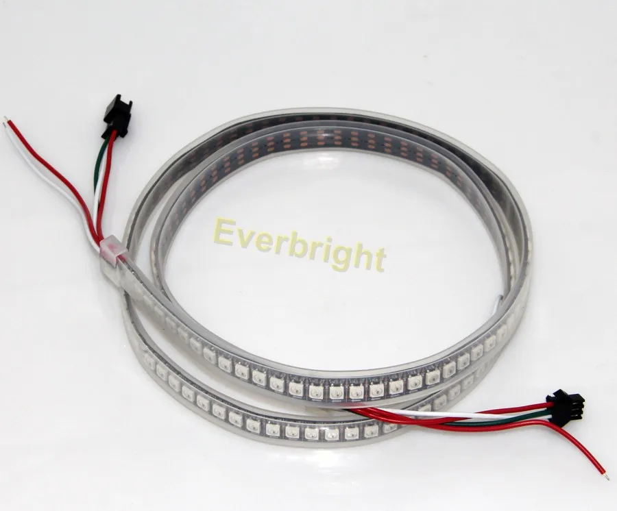 2м белый/черный PCB 144 пикселя/WS2812B WS2812 2812 SMD 5050 Светодиодный пиксельный RGB полосы света без Водонепроницаемый IP44 + 10 Ключ RF контроллер