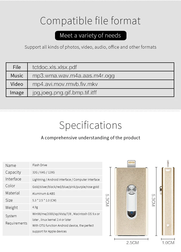 Dropshipping USB Flash Drive For iPhone X/8/7/7 Plus/6/6s/5 ipad Metal Pen drive HD Memory Stick 8G 16G 32G 64G 128GFlash Driver