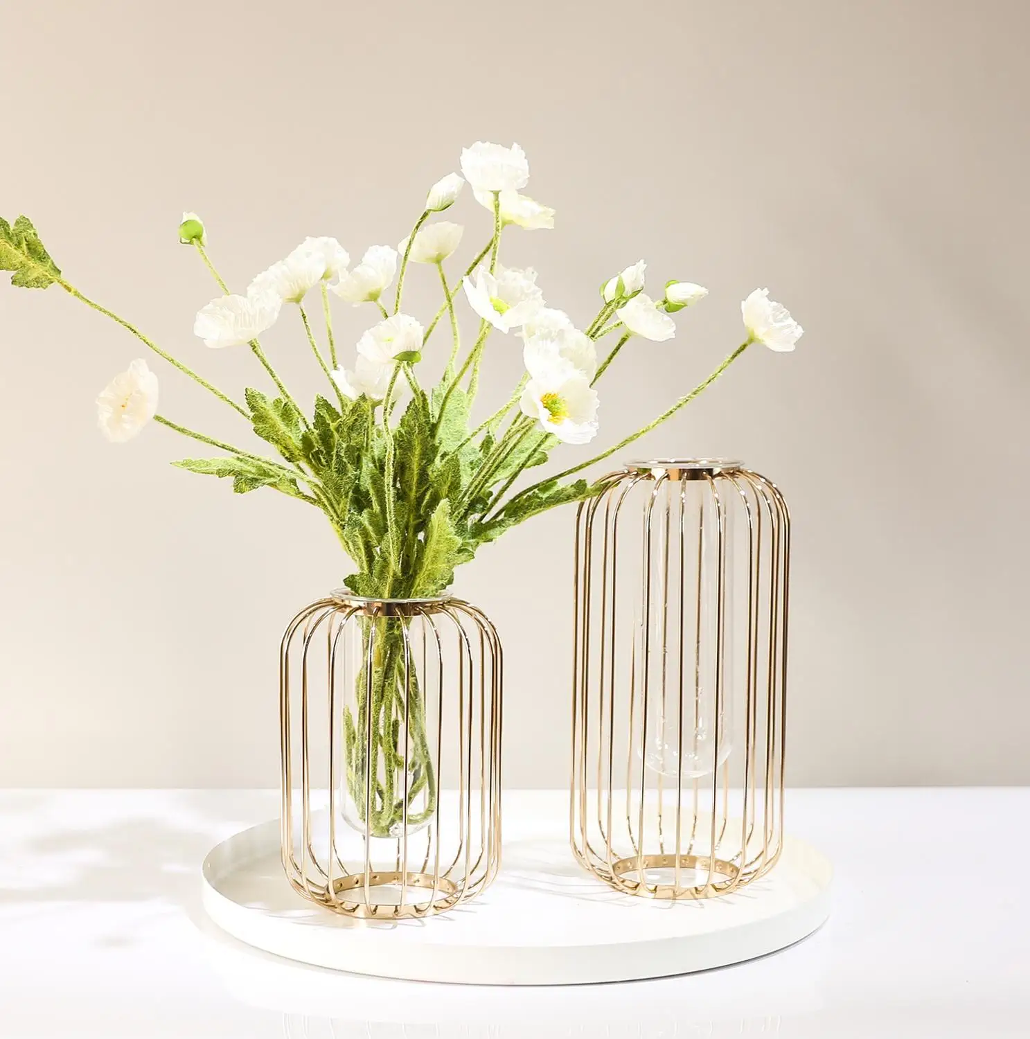 Glass Flower Vase Iron Metal Art Vase Rose Gold Flowerpot Home Decoration Wedding Decoration Hydroponics Container Vases Aliexpress