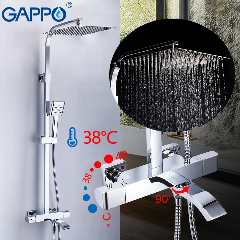 GAPPO латунный Смеситель для ванны термостатический дождевой теплый холодной воды смесители для душа Ванная комната безопасность теплая