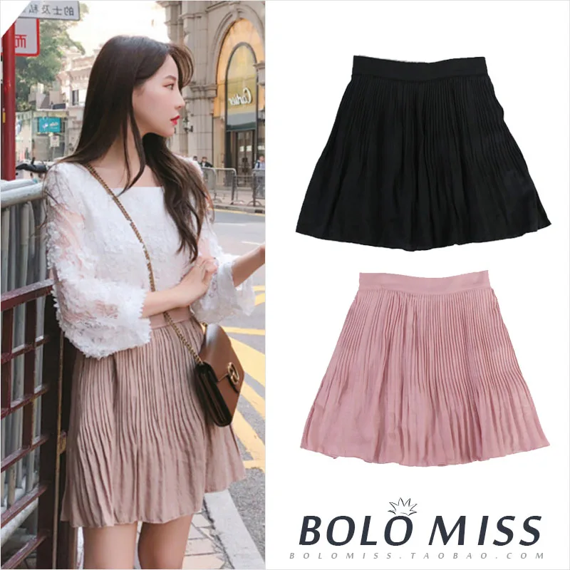 

Spring Summer Pleated Mini Skirt High Waist Sexy Cute Girl Jupe Courte Faldas Cortas Gonne Gonna Saia