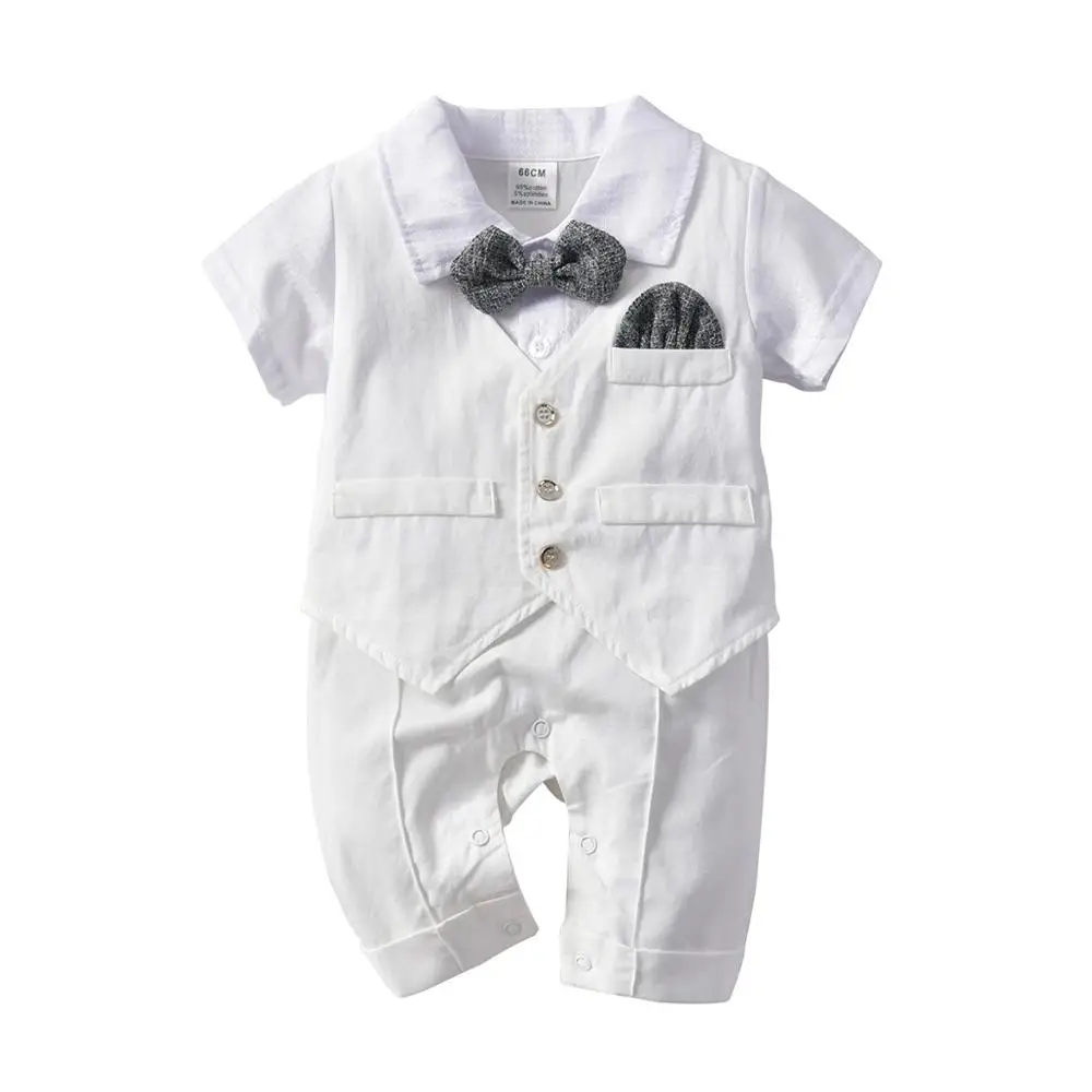 Модный комбинезон для маленьких мальчиков белый костюм костюмчики для малышей KS-1950 - Цвет: Белый