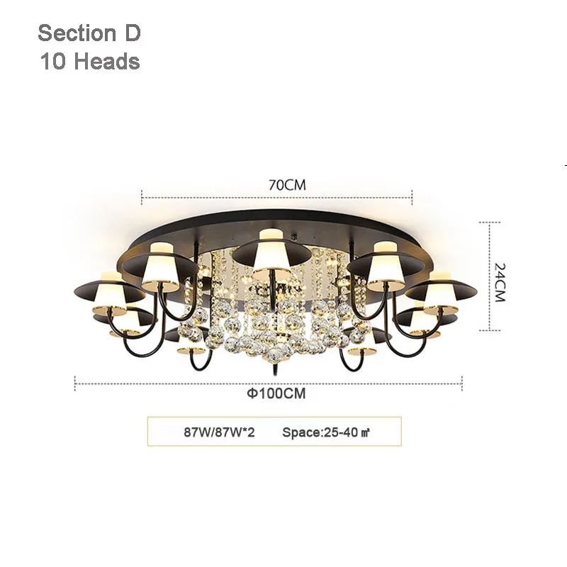 Светодиодный Люстра потолочная лампа хрустальная лампа Современная минималистская атмосфера светодиодный светильник для гостиной столовой спальни - Цвет корпуса: Section D