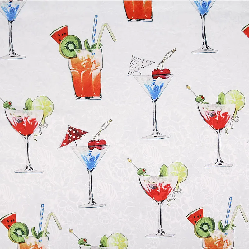 Wine Glass design vintage fabric Retro style fabric Calico Printed