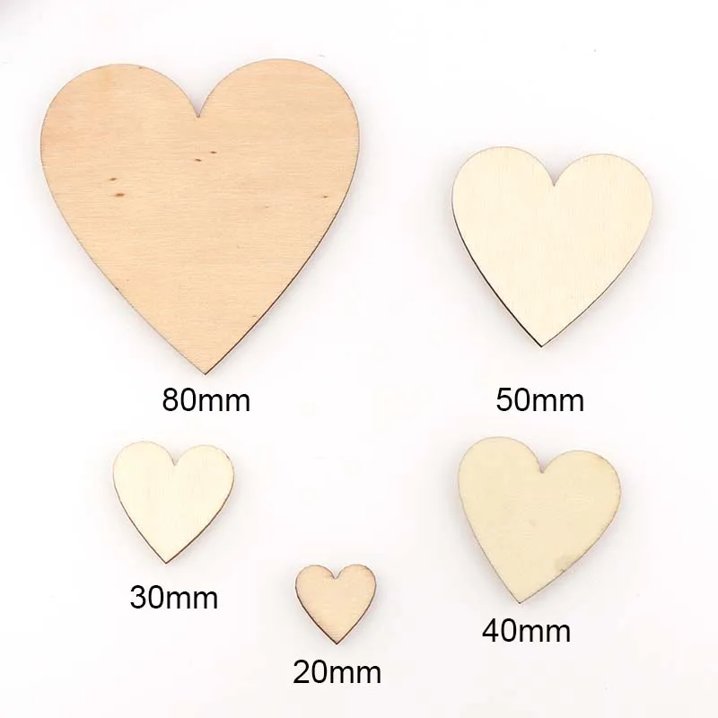 Mixed size DIY wooden heart patch Crafts Scrapbooking Supplies Wedding Decoration Hand-made Graffiti Buttons