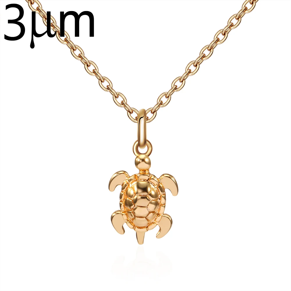 3UM Sea Turtle Necklace Small Cute Animal Tortoise Brass Life Pet Charm Jewelry gold rosegold silver color | Украшения и