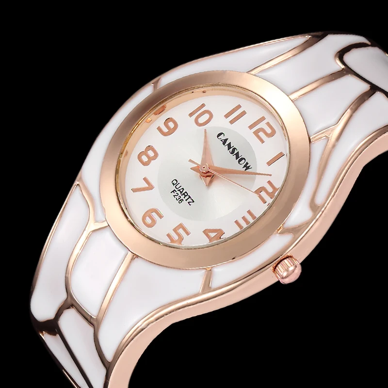 New Fashion Watches Women Bangle Luxury Brand Ladies Watch White Enamel