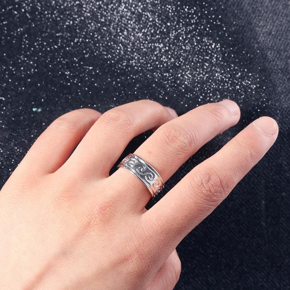 

1PC Hot Sale Classic High Quality Stainless Steel Ocean Wave Beach Ring For Women Man Jewelry Accessories Wire Wrap Surf Rings