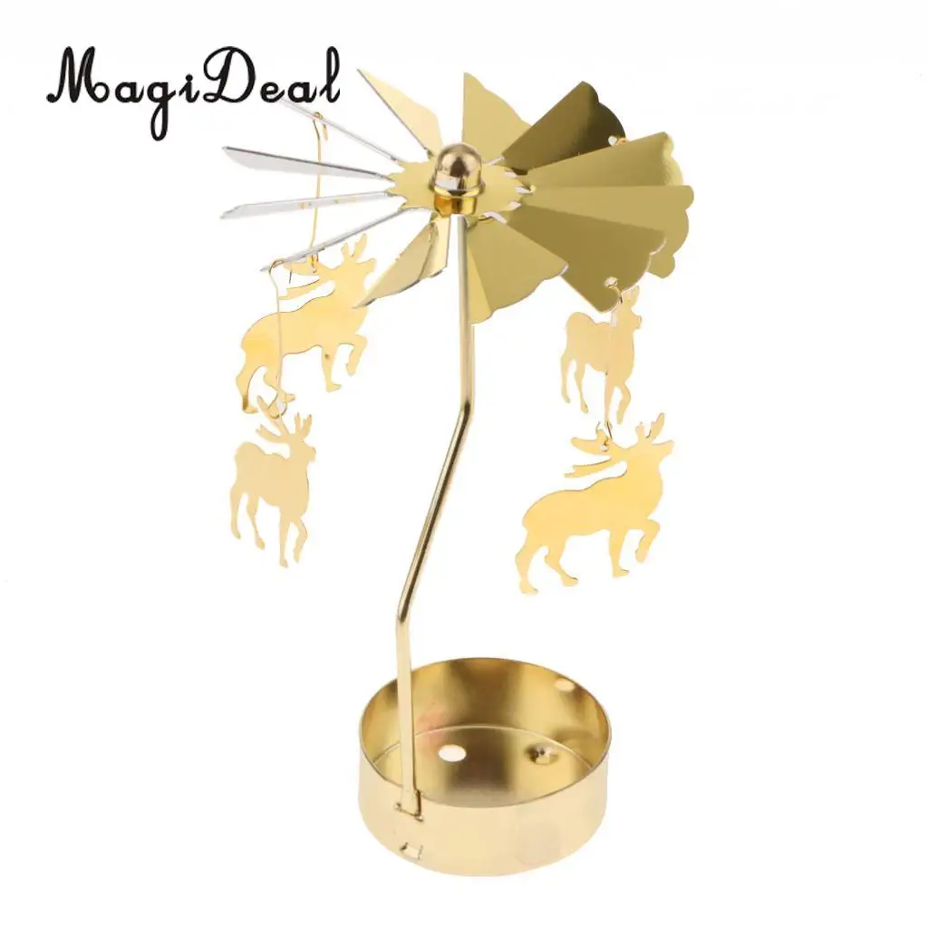 Christmas Windmill Decor Rotating Candle Tea Light Holder Candlestick Ornament- snowflakes elf star heart tree reindeer