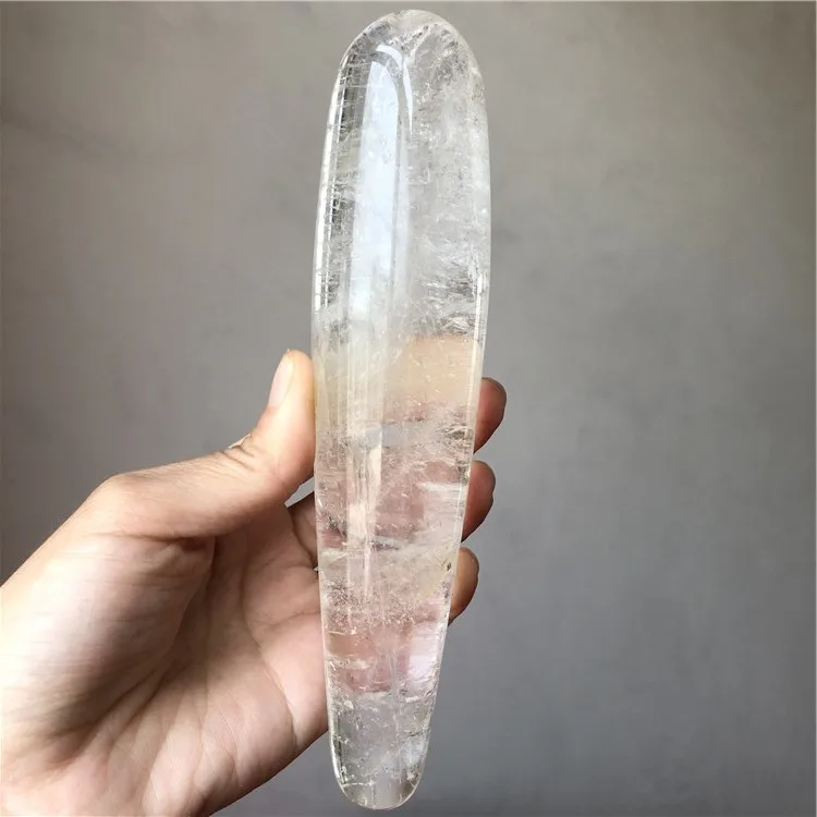 

NATURAL CLEAR QUARTZ CRYSTAL PLEASURE WAND CRYSTAL GEMSTONE YONI PLEASURE WAND FOR WOMEN KEGEL EXERCISE
