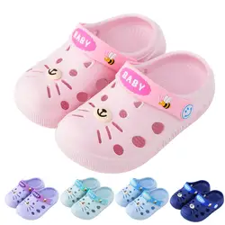 Обувь для маленьких детей; домашние тапочки для маленьких мальчиков и девочек; Повседневная летняя обувь с рисунком кота; сандалии; детские