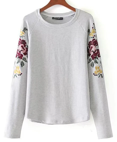 Для женщин Цветочный Вышивка кофты Повседневный пуловер Топы корректирующие