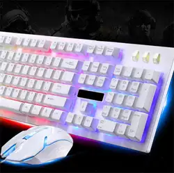 Binmer Gaming Keyboard G20 светодиодный Радуга Цвет Подсветка игры USB Проводная клавиатура и мышь комплект td15 Прямая доставка