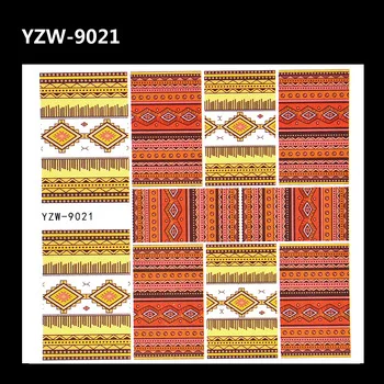 YZWLE 1 Sheet Colorful Full Wrap Nail Sticker Foil Tribal Designs Nail Art Water Decals Aztec Water Transfer Sticker For Nails
