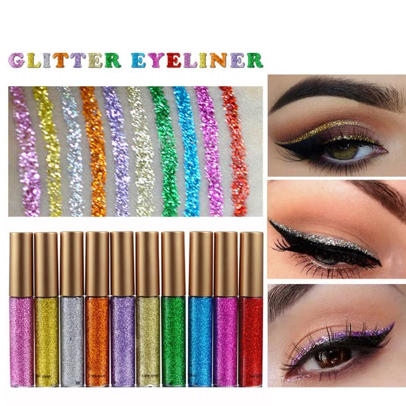 White Gold Glitter Eyeliner Eyeshadow For Waterproof Easy to Wear