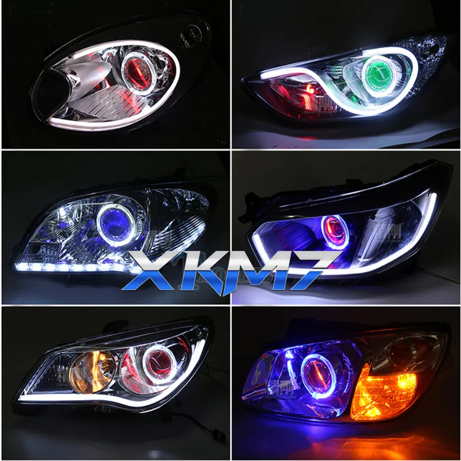 Светодиодный фонарь Demon Eyes Devil Evil Eye DRL для 2,5 3,0 проектор линзы фар модифицированный красный синий белый желтый зеленый автомобильный Стайлинг