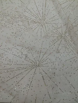 

India tulle fabric 5yards/lot glitter organza sparkle mesh french lace fabric for wedding/ evening dress